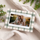Plaid Christmas Card with Photo Feestdagenkaart