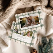 Plaid Christmas Card with Photo Feestdagenkaart