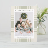 Plaid Christmas Card with Photo Holiday Card Feestdagenkaart (Staand voorkant)