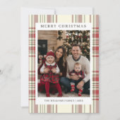 Plaid Christmas Card with Photo Holiday Card Feestdagenkaart (Voorkant)