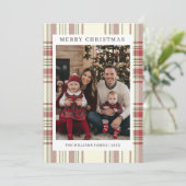 Plaid Christmas Card with Photo Holiday Card Feestdagenkaart (Staand voorkant)