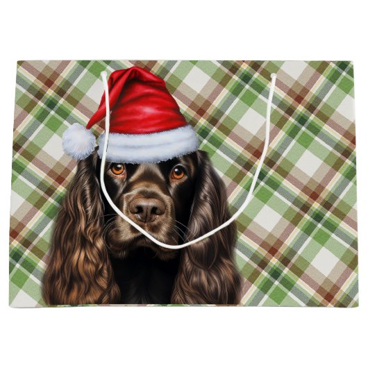 Plaid Christmas Chocolate Cocker Spaniel Dog  Groot Cadeauzakje (Voorkant)