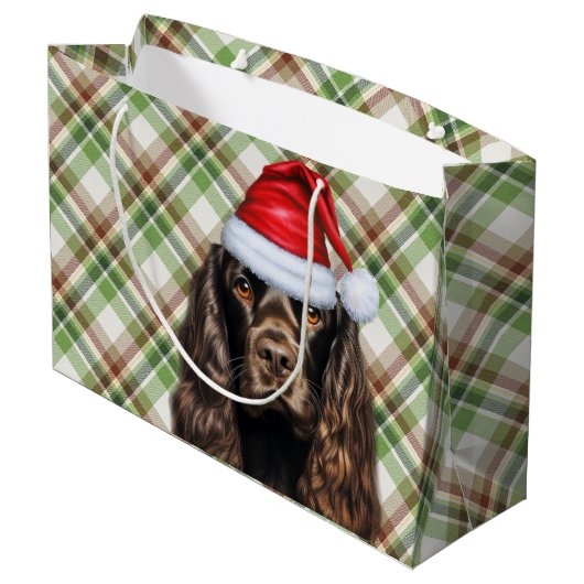 Plaid Christmas Chocolate Cocker Spaniel Dog  Groot Cadeauzakje (Achterkant Gekanteld)