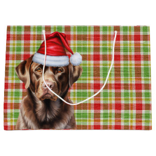 Plaid Christmas Chocolate Labrador Retriever Hond Groot Cadeauzakje