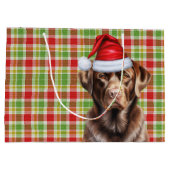 Plaid Christmas Chocolate Labrador Retriever Hond Groot Cadeauzakje (Achterkant)