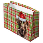 Plaid Christmas Chocolate Labrador Retriever Hond Groot Cadeauzakje (Achterkant Gekanteld)