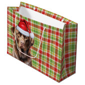 Plaid Christmas Chocolate Labrador Retriever Hond Groot Cadeauzakje (Voorkant Gekanteld)