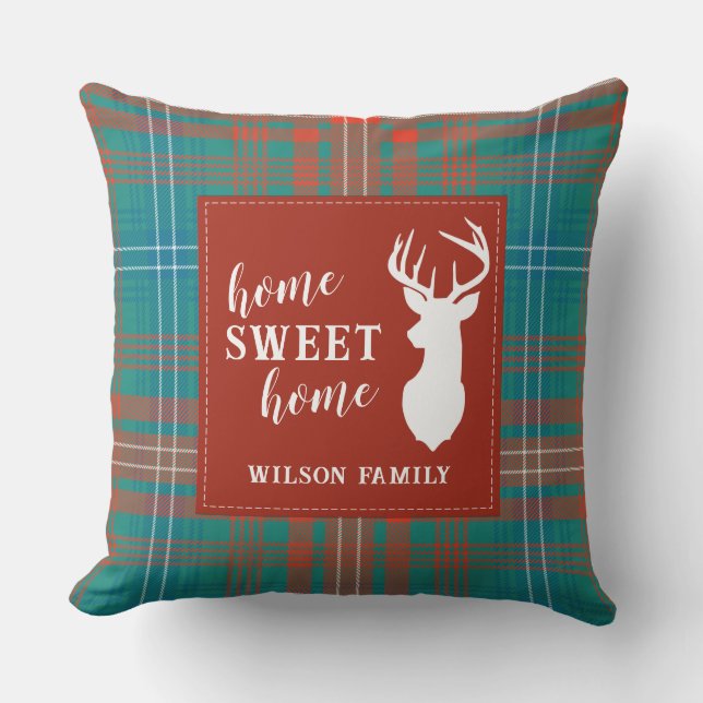 Plaid Christmas Clan Wilson Familie Rustic Tartan Kussen (Voorkant)