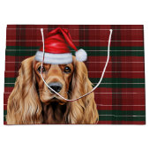 Plaid Christmas Cocker Spaniel Dog  Groot Cadeauzakje (Voorkant)