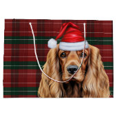 Plaid Christmas Cocker Spaniel Dog  Groot Cadeauzakje (Achterkant)