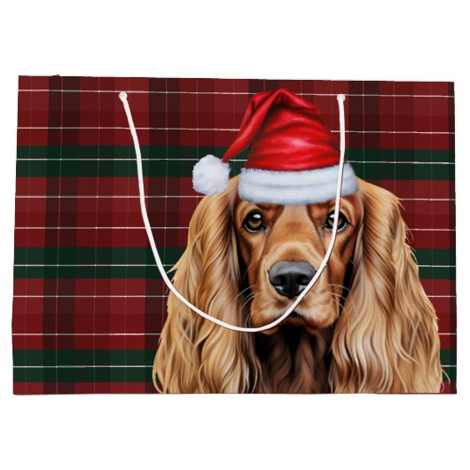 Plaid Christmas Cocker Spaniel Dog  Groot Cadeauzakje (Achterkant)