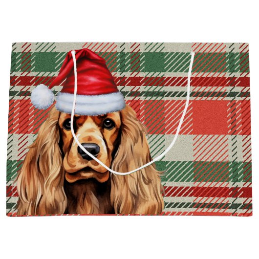 Plaid Christmas Cocker Spaniel Dog Groot Cadeauzakje (Voorkant)