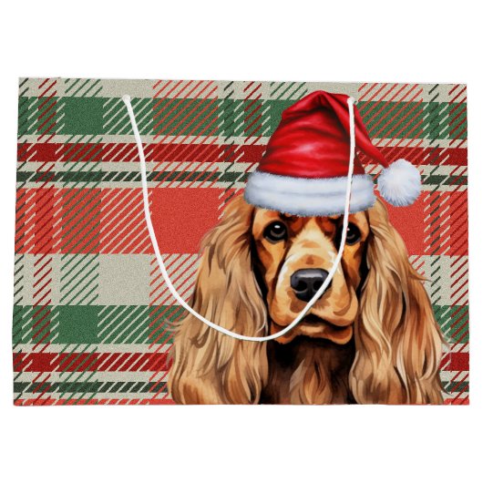 Plaid Christmas Cocker Spaniel Dog Groot Cadeauzakje (Achterkant)