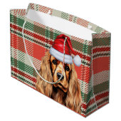Plaid Christmas Cocker Spaniel Dog Groot Cadeauzakje (Achterkant Gekanteld)