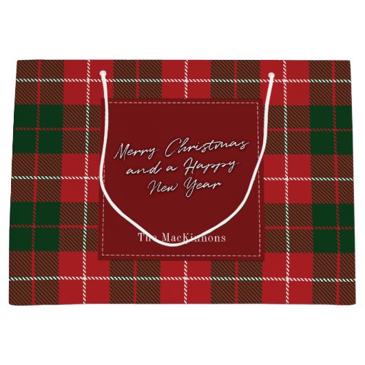 Plaid Christmas Feestdagen Rustic MacKinnon Tartan Groot Cadeauzakje (Voorkant)