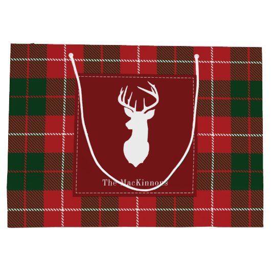 Plaid Christmas Feestdagen Rustic MacKinnon Tartan Groot Cadeauzakje (Achterkant)