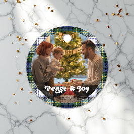 Plaid Christmas Gift Label met aangepaste foto