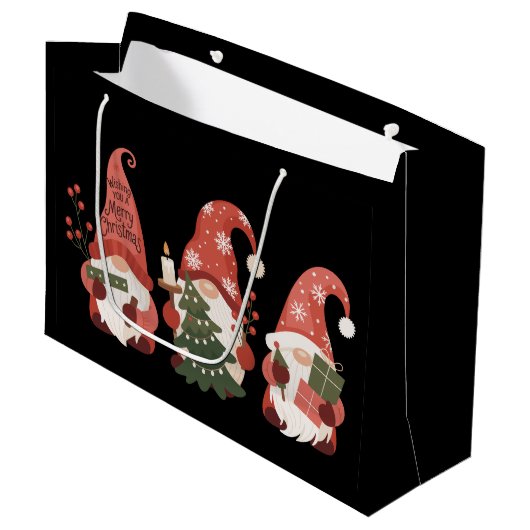 Plaid Christmas Gnomes Santa Funny Vrolijk Kerstfe Groot Cadeauzakje (Voorkant Gekanteld)