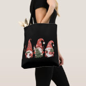 Plaid Christmas Gnomes Santa Funny Vrolijk Kerstfe Tote Bag (Dichtbij)