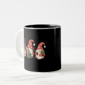 Plaid Christmas Gnomes Santa Funny Vrolijk Kerstfe Tweekleurige Koffiemok (Voorkant links)
