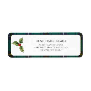 Plaid Christmas Mistletoe Tartan Retouradres Etiket