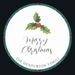 Plaid Christmas Mistletoe Tartan Retouradres Ronde Sticker<br><div class="desc">Introductie van ons Custom Kerst sticker dat belooft om feestvreugde te verspreiden en de toon te zetten voor uw feestelijke bijeenkomst! Onze uniek ontworpen uitnodiging vangt de ware essentie van de vakantiedrang. Versierd met levendig groen gebladerte, weelderige bessen en een klassieke speelgoed notenkraker, is dit label de perfecte manier om...</div>
