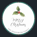 Plaid Christmas Mistletoe Tartan Retouradres Ronde Sticker<br><div class="desc">Introductie van ons Custom Kerst sticker dat belooft om feestvreugde te verspreiden en de toon te zetten voor uw feestelijke bijeenkomst! Onze uniek ontworpen uitnodiging vangt de ware essentie van de vakantiedrang. Versierd met levendig groen gebladerte, weelderige bessen en een klassieke speelgoed notenkraker, is dit label de perfecte manier om...</div>
