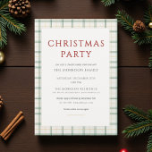 Plaid Christmas Party Invitation Kaart
