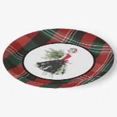 Plaid Christmas Plate in Retro Papieren Bordje (Gekanteld)