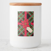 Plaid Christmas Poinsettia Cadeau Label Labels Voedselcontainer Etiket (Voorkant)