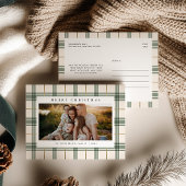 Plaid Christmas Postcard with Photo Feestdagenkaart