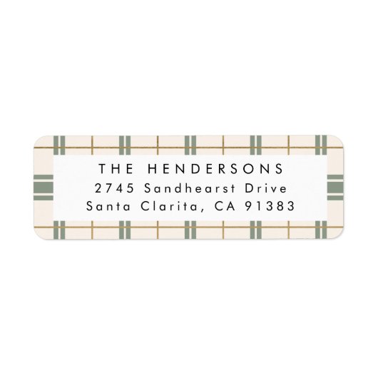 Plaid Christmas Return Address Label (Voorkant)