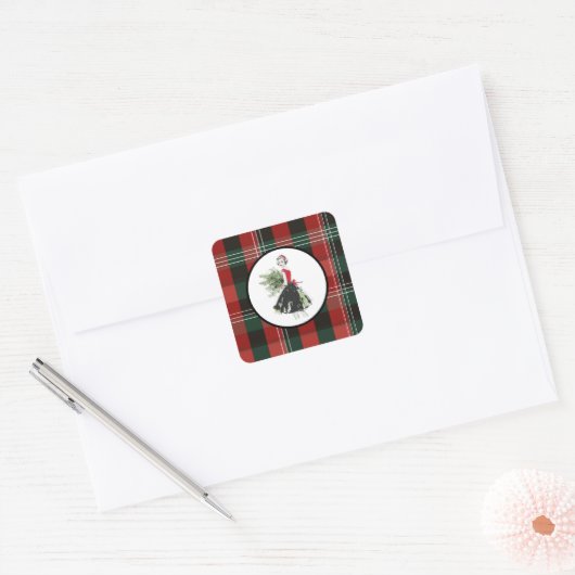 Plaid Christmas Sticker (Envelop)