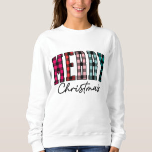 Plaid Christmas Sweatshirt Dames Multi Color