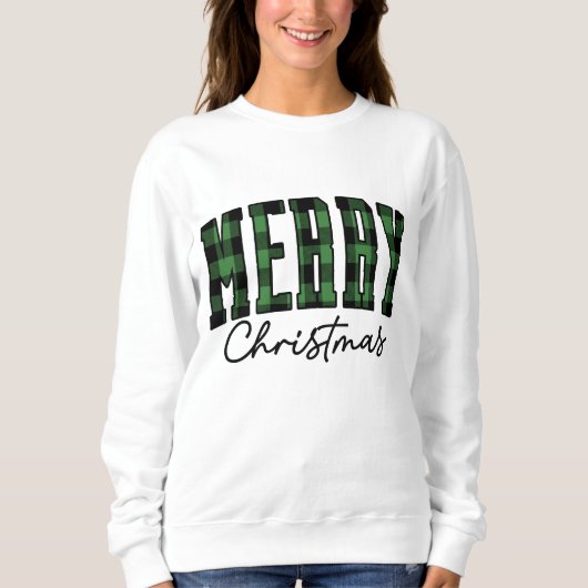 Plaid Christmas Sweatshirt | Vrouwengroen (Voorkant)