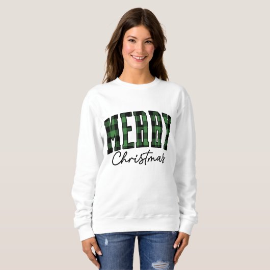 Plaid Christmas Sweatshirt | Vrouwengroen (Voorkant volledig)