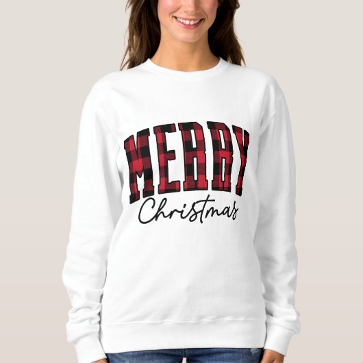 Plaid Christmas Sweatshirt | Vrouwenrood (Voorkant)