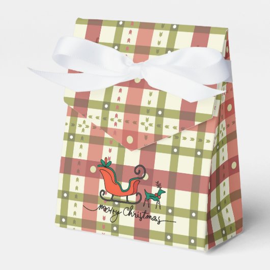 Plaid Christmas Tent Favor Box Bedankdoosjes (Voorkant Zijde)