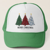 Plaid Christmas Trees Holiday Charm Trucker Hat Trucker Pet (Voorkant)
