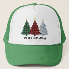 Plaid Christmas Trees Holiday Charm Trucker Hat Trucker Pet