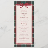 Plaid Christmas Wedding Program | Holiday Tartan Programmakaart (Voorkant)