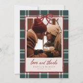 Plaid Christmas Wedding Thank You Card Bedankkaart (Voorkant)