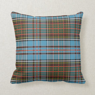 Plaid Clan Anderson Sky Blue Brown Check Tartan Kussen