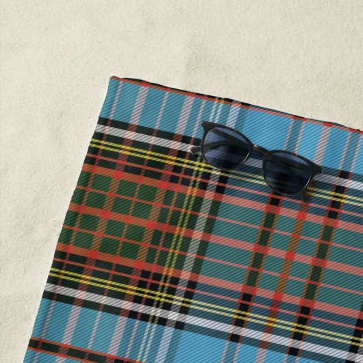 Plaid Clan Anderson Tartan Lichtblauw Bruin Check Strandlaken (In situ)