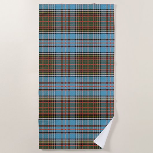 Plaid Clan Anderson Tartan Lichtblauw Bruin Check Strandlaken (Voorkant)