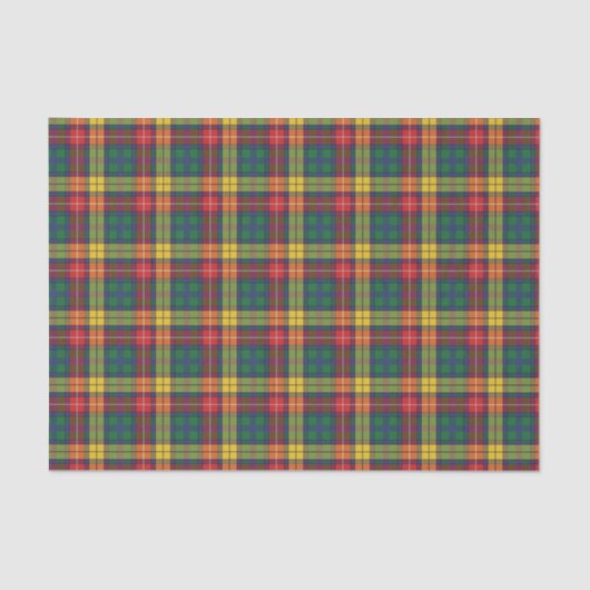 Plaid Clan Buchanan Geel Rood Groen Check Tartan Tissuepapier (Voorkant)