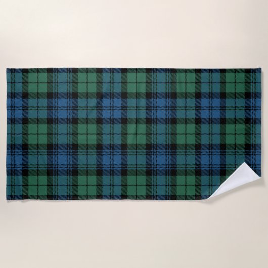 Plaid Clan Campbell Tartan Blauw Zwart Groen Check Strandlaken (Voorkant)