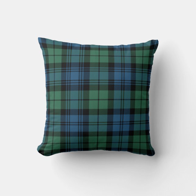 Plaid Clan Campbell Zwart Groen Blauw Check Tartan Kussen (Voorkant)
