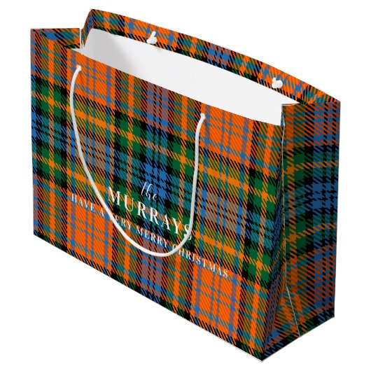 Plaid Clan Murray Blauw Sinaasappel Groene Tartan Groot Cadeauzakje (Achterkant Gekanteld)