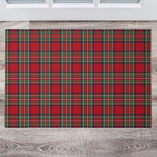 Plaid Clan Stewart Green Red Blue Check Tartan Deurmat